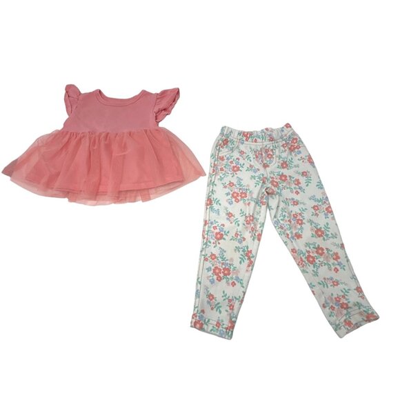 Baby Girl's - 3 Outfits - 3‎ Leggings, 2 Shirts, and 1 Body Suit - Size 12 Month - Picture 2 of 8